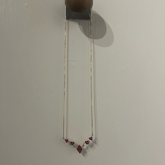 14k gold, diamond, and ruby vintage necklace. - Picture 6 of 8